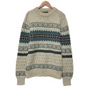【今がお得★ポイント5倍でゲット】エディーバウアー Eddie Bauer ウール×ナイロン ニット セーター クルーネック フェアアイル柄 長袖 MADE I...