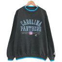 LOGO ATHLETIC スウェット シャツ プルオーバー 前V トレーナー PRO LINE NFL CAROLINA PANTHERS ロゴ 刺繍 長袖 サイズ：XL チャコール×ライトブルー 【古着】 古着 【中古】 中古 mellow 【古着屋mellow楽天市場店】