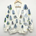 Lighthouse Point スウェット カーディガン 灯台柄 総柄 コットン×ポリエステル プリント サイズ:S ホワイト 【古着】 古着 【中古】 中古...