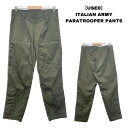 ★10%オフ クーポン 4/30 14時まで★ITALIAN ARMY PARATROOPER PANTS イタリア軍 パラトルーパーパンツ ミリタリーパンツ サイズ：50,52,56 オリーブ系  古着  中古 mellow  