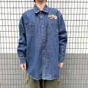 ★20%オフ クーポン 4/30 14時まで★ロカ ウェア ROCA WEAR デニム シャツジャケット ロゴ 刺繍 ワッペン 長袖 サイズ：3XL インディゴ  古着  中古 mellow 