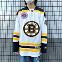 ★30%OFF★リーボック Reebok CCM NHL Boston Bruins ボストン ブルーインズ メッシュ ホッケージャージ 長袖 ロゴ ワッペン 刺繍 サイズ：M ホワイト×ブラック×イエロー 【古着】 古着 【中古】 中古 mellow 【あす楽対応】【古着屋mellow楽天市場店】 その1