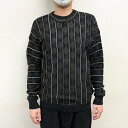 PRONTO UOMO アクリル×コットン ニット セーター ベロア切り替え ストライプ