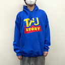 【中古】 スウェット パーカー フーディー プルオーバー Tru STORY プリント 長袖 サイズ:MEN'S 2XL位 ブルー 古着 中古 mellow 古着屋mellow楽天市場店