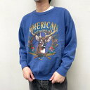 【今ならお得★ポイント10倍】【中古】 OSAGE RIVER スウェットシャツ プルオーバー トレーナー 鹿 鳥 プリント 長袖 サイズ:XL ブルー MAD...