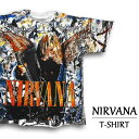 ★30%オフ クーポン 4/30 14時まで★ニルヴァーナ Tシャツ 半袖 総柄 NIRVANA イン・ユーテロ "In Utero" バンドTシャツ 全面プリント サイズ：メンズ XL 相当 ビッグサイズ ホワイト あす楽対応 