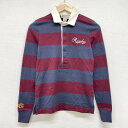ラルフローレン ラグビー ラガーシャツ ボーダー柄 長袖 ロゴ 刺繍 RALPH LAUREN RUGBY サイズ:メンズ XS レディース エンジ×ネイビー×ホワイト 【新品】