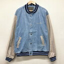 PORT AUTHORITY デニム スタジャン 切り替え Lora Auto Works 刺繍 長袖 サイズ:メンズ XL ビッグサイズ インディゴ×ベージュ...
