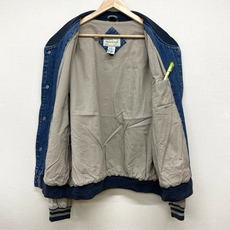 ★30%OFFクーポン対象★Great Land デニム スタジャン 切り替え 長袖 サイズ：メンズ XL ビッグサイズ インディゴ×ベージュ 【中古】