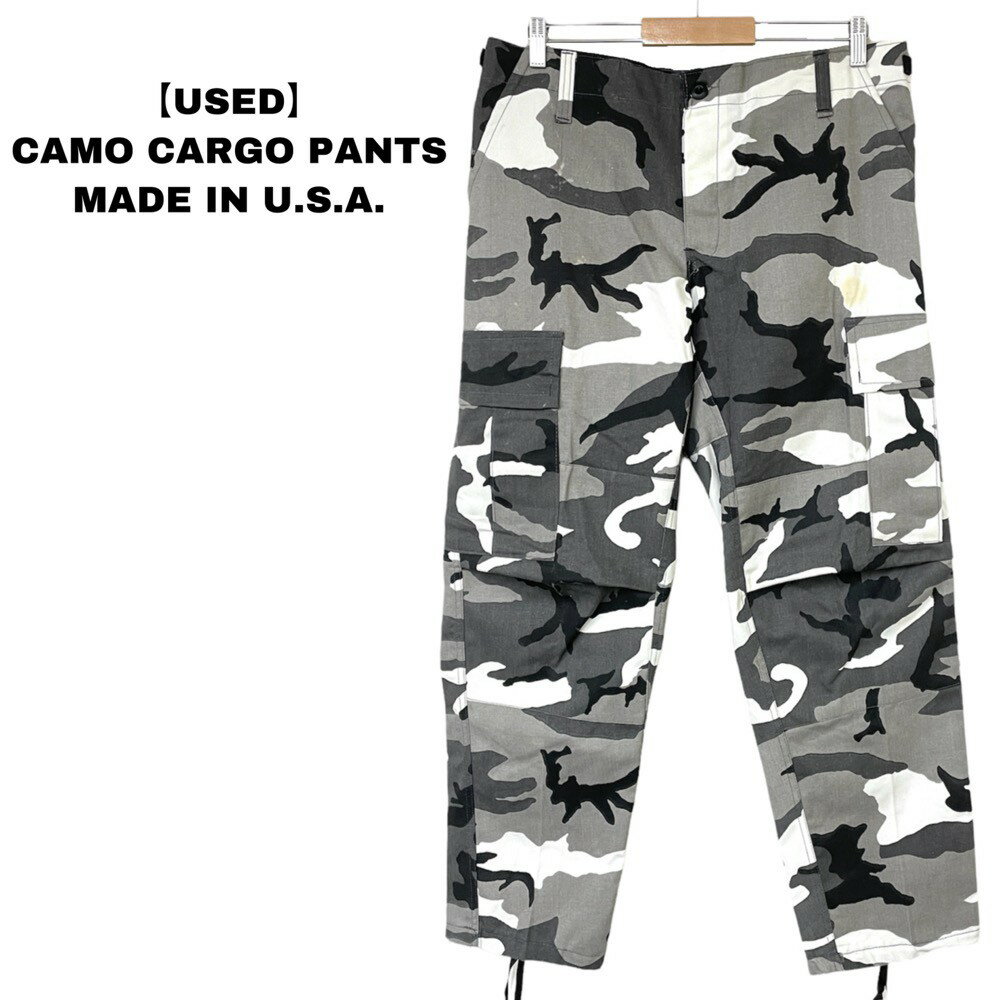 【30％オフ★お得なクーポンあり】【USED】Camo Cargo Pants カモフラ カーゴパンツ サイズ表記：S-R グレー系 MADE IN U.S.A【TROUSERS,COMBAT】【古着】 古着 【中古】 中古 mellow PATROIT INDUSTRIES【あす楽対応】 【古着屋mellow楽天市場店】