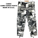 ★10%オフ クーポン 4/30 14時まで★Camo Cargo Pants カモフラ カーゴパンツ サイズ表記：S-R グレー系 MADE IN U.S.A 古着  中古 mellow PATROIT INDUSTRIES 