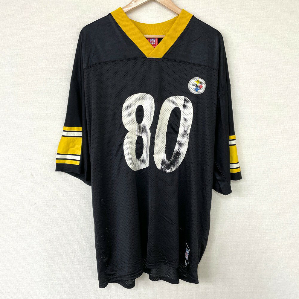 リーボック Reebok NFL ピッツバーグ スティーラーズ Pittsburgh Steelers メッシュ フットボールジャージ 半袖 ロゴ プリント サイズ：XL ブラック×イエロー 【古着】 古着 【中古】 中古 mellow 【あす楽対応】【古着屋mellow楽天市場店】