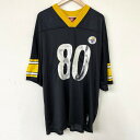 ★20 オフ クーポン 4/30 14時まで★リーボック Reebok NFL ピッツバーグ スティーラーズ Pittsburgh Steelers メッシュ フットボールジャージ 半袖 ロゴ プリント サイズ：XL ブラック×イエロー 【古着】 古着 【中古】 中古 mellow 【あす楽対応】【古着屋mello