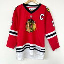 ★30%OFF★リーボック Reebok NHL Chicago Blackhawks シカゴ ブラックホークス メッシュ ホッケージャージ ロングスリーブ 長袖 ロゴ プリント サイズ：YOUTH L/XL レッド×ホワイト×ブラック 【古着】 古着 【中古】 中古 mellow 【あす楽対応】【古着屋mellow楽天市 その1