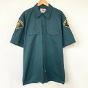 【ゆうパケット対応】ディッキーズ Dickies ワークシャツ 半袖 ワッペン サイズ:XL グリーン【古着】 古着 【中古】 中古 mellow 【古着屋me...
