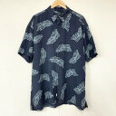 【ゆうパケット対応】ノーティカ NAUTICA シルク アロハ シャツ 半袖 植物柄 総柄 サイズ:XXL ネイビー系 【古着】 古着 【中古】 中古 mellow EASY CARE SILK【古着屋mellow楽天市場店】(4)