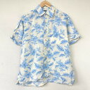 【今がお得★ポイント10倍でゲット】【ゆうパケット対応】ノーティカ NAUTICA アロハ シャツ 半袖 花・植物柄 総柄 サイズ:M ホワイト×ライトブルー【...