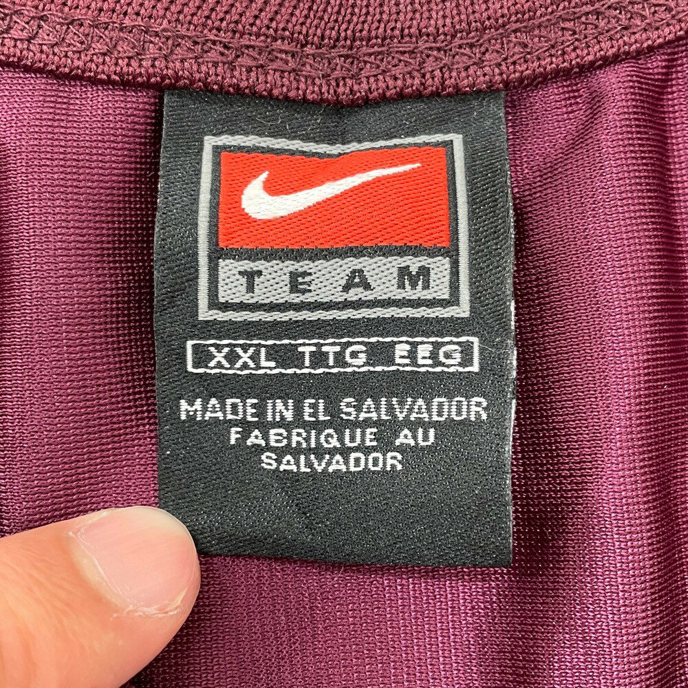 【ゆうパケット対応】ナイキ NIKE TEAM メッシュ フットボールジャージ 半袖 スウッシュロゴ プリント サイズ：XXL ボルドー 【古着】 古着 【中古】 中古 mellow 【古着屋mellow楽天市場店】