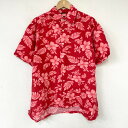 【今がお得★ポイント10倍でゲット】【ゆうパケット対応】ノーティカ NAUTICA アロハ シャツ 半袖 花・植物柄 総柄 サイズ:L レッド【古着】 古着 【...
