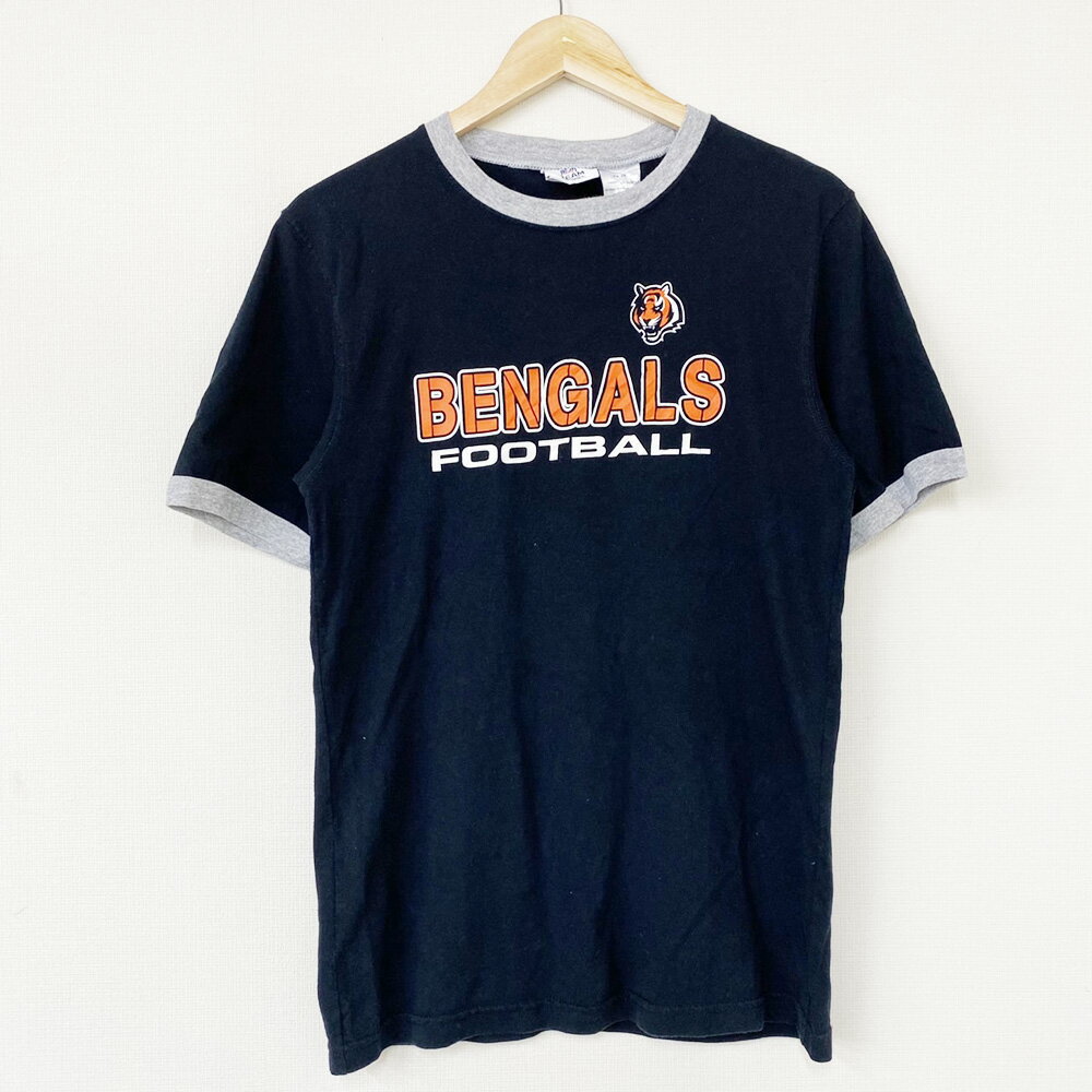 【30％オフ★お得なクーポンあり】【ゆうパケット対応】シンシナティ・ベンガルズ Cincinnati Bengals リンガー Tシャツ NFL FOOTBALL プリント TEAM APPAREL 半袖 サイズ：Boy's XL ブラック×グレー【古着】 古着 【中古】 中古 mellow トリムTシャツ【あす楽対応】【古