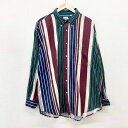 【今がお得★ポイント10倍でゲット】US古着 BUGLE BOY COMPANY ボタンダウン シャツ 長袖 マルチストライプ サイズ:メンズ XL ビッグサイ...