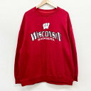 【今ならお得★ポイント10倍】US古着 Cadne スウェット シャツ トレーナー 前V Wisconsin Badgers カレッジ ロゴ 刺繍 サイズ:メン...