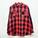 ★30%OFFクーポン対象★DEER CREEK ヘビー フランネルシャツ バッファローチェック柄 長袖 サイズ:メンズ XLT ビッグサイズ レッド×ブラック 【中古】