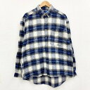 blueprint ヘビー フランネルシャツ タータンチェック ボタンダウン 長袖 サイズ:メンズ L ブルー×ベージュ系等 【中古】