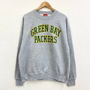 NFL グリーンベイ パッカーズ Green Bay Packers スウェット シャツ トレーナー プルオーバー チームロゴ プリント 長袖 サイズ：メンズ L グレー あす楽対応【中古】