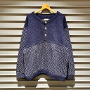 80's〜90's エルエルビーン L.L.Bean バーズアイ ニット セーター ヘンリーネック メタルボタン 柄切り替え ノルウェー製 長袖 サイズ:メンズ...