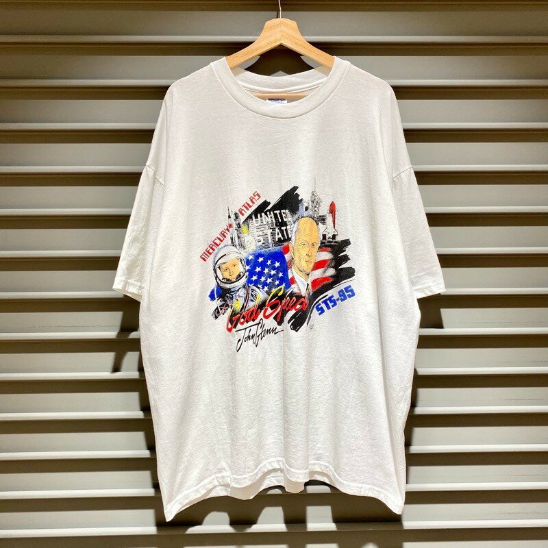 ヘインズ Hanes Tシャツ 半袖 宇宙飛行士 John Glenn プリント サイズ：メンズ XXL ビッグサイズ ホワイト ゆうパケット対応【中古】