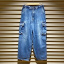0303 STREET WEAR デニム カーゴ パンツ サイズ:W33 L30.5 インディゴ【中古】