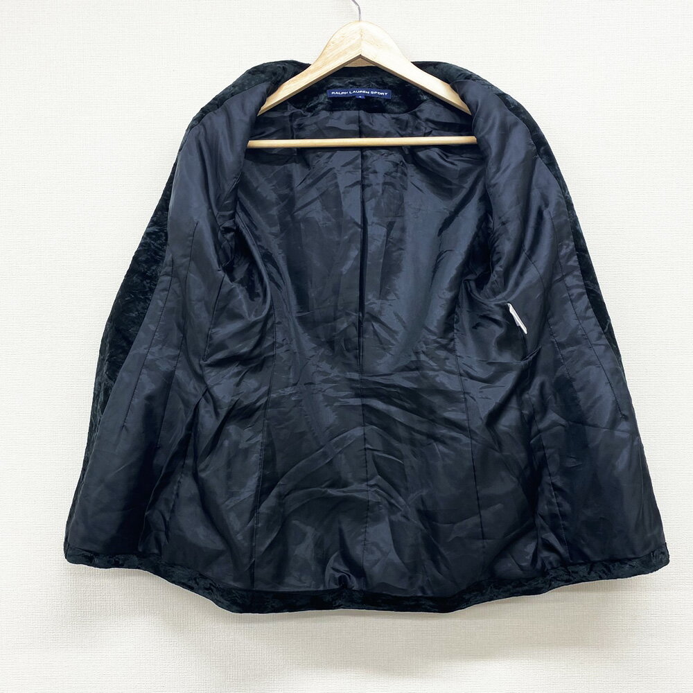 【SP7】レディース ラルフローレンスポーツ RALPH LAUREN SPORT ベロア テーラードジャケット サイズ：Women's 9 ブラック【古着】 古着 【中古】 中古 mellow 【古着屋mellow楽天市場店】
