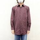 【中古】VANHEUSEN ポリ×ナイロン ロングスリーブ シャツ MICRO POPLIN レギュラーカラー 無地 サイズ:M エンジ系 古着 中古 mell...