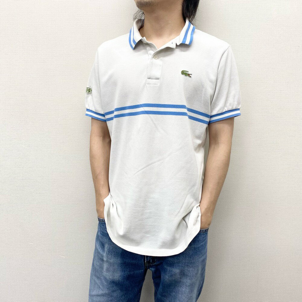 70s 桼 ե 饳 CHEMISE LACOSTE λ ݥ Ⱦµ 饤 ݥȥ  M ۥ磻ȡߥ饤ȥ֥롼 бš