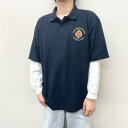 US古着 WELSH GUARDS ハニカムメッシュ ポロシャツ 半袖 エンブレム 刺繍 サイズ:メンズ XL ビッグサイズ ブラック 【中古】