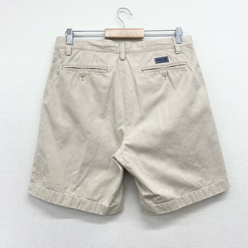 US古着 ノーティカ NAUTICA チノ ショートパンツ 2タック ひざ丈 無地 サイズ：W33 ベージュ 【中古】