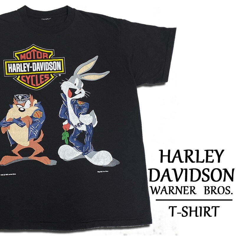 ハーレーダビッドソン × ワーナーブラザース Tシャツ 半袖 ルーニーテューンズ キャラクター HARLEY-DAVIDSON × WARNER BROS. Looney Tunes サイズ：メンズ XL 相当 ビッグサイズ ブラック あす楽対応 【新品】のサムネイル