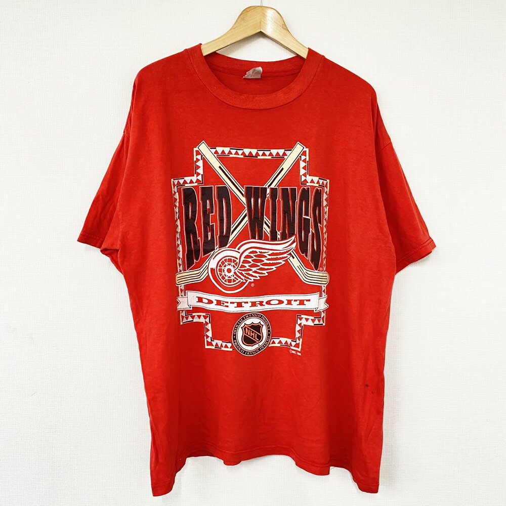 【ゆうパケット対応】90's デトロイト・レッドウィングス Detroit Red Wings Tシャツ NHL ホッケー 半袖 ロゴプリント サイズ：XL レッド【古着】 古着 【中古】 中古 mellow 【あす楽対応】【古着屋mellow楽天市場店】