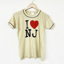 メール便対応 レディース I LOVE NJ プリント リンガーTシャツ 半袖