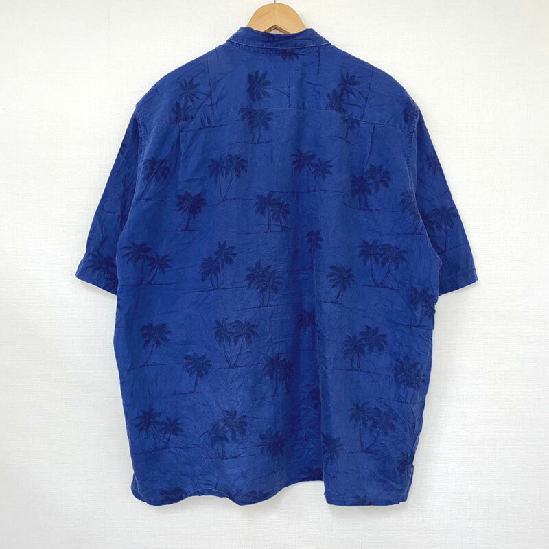 レインスプーナー Reyn spooner アロハシャツ 半袖 MLB タンパベイ・レイズ 総柄 ヤシの木柄 刺繍 サイズ：XL ブルー×ネイビー 【古着】 古着 【中古】 中古 mellow 【古着屋mellow楽天市場店】