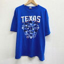 MLB TEXAS RANGERS テキサス レンジャーズ プリントTシャツ 半袖 サイズ:XL ブルー 【古着】 古着 【中古】 中古 mellow 【あす楽対応】【古着屋mellow楽天市場店】