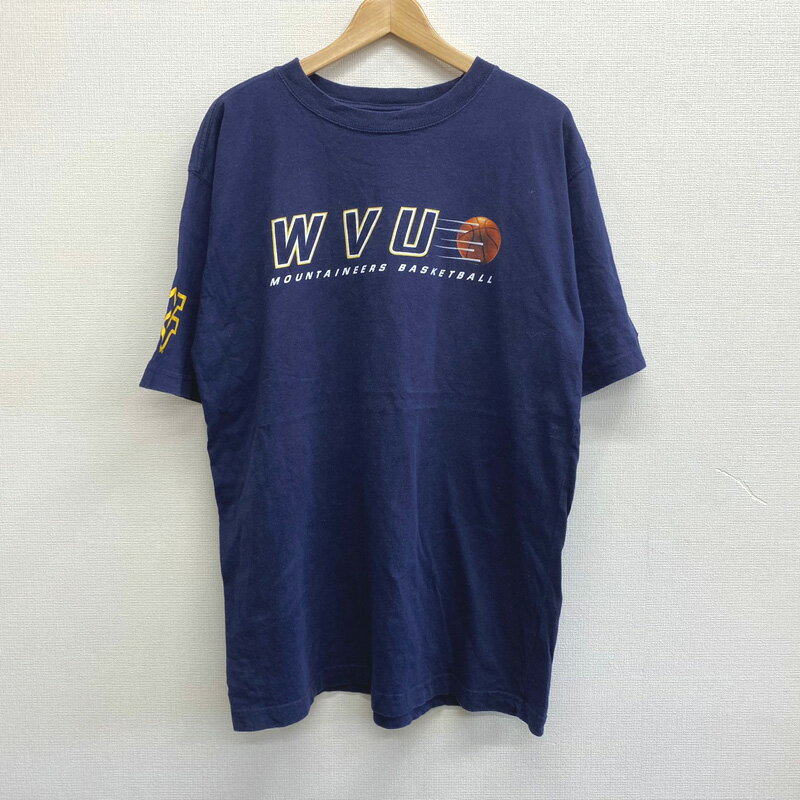 スターター Starter Tシャツ ウエストバージニア大学マウンテ二アーズバスケットボール WVU MOUNTAINEERS BASKETBALL カレッジプリント 半袖 サイズ：L ネイビー 【古着】 古着 【中古】 中古 mellow 【あす楽対応】【古着屋mellow楽天市場店】