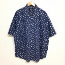 【今がお得★ポイント10倍でゲット】ドッカーズ/Dockers ボタンダウン 総柄シャツ 半袖 サイズ:XXL ネイビー×ホワイト【古着】 古着 【中古】 中古...