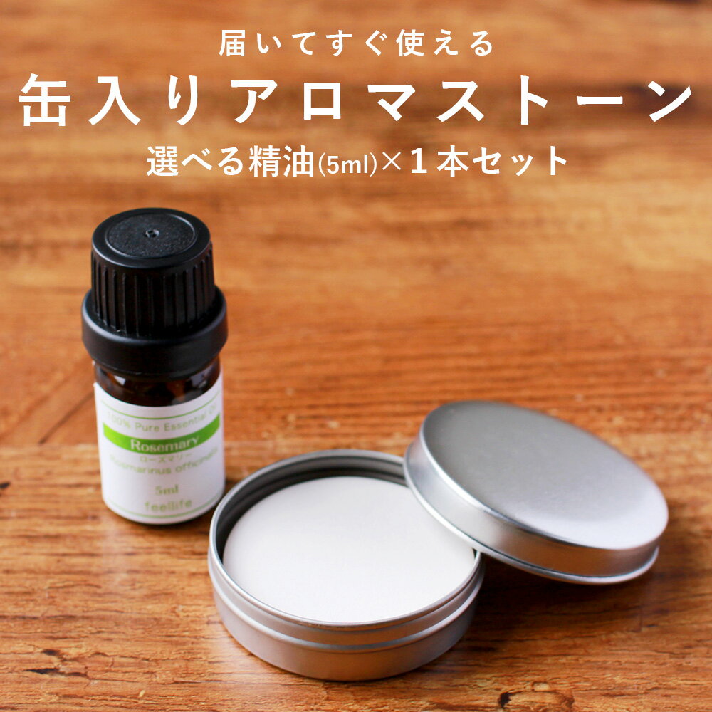 【SALE】【精油 5ml×1本 セット】缶入りアロマストーン おしゃれ 素焼き 缶 ディフューザー スティック アロマ アロマディフューザー 水を使わない 水なし コンパクト 卓上 お手入れ 簡単 オイル pb