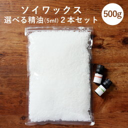 【精油 5ml×2本 セット】ソイワックス 500g アロマキャンドル 素材 ハンドメイド 材料 女性 キャンドルホルダー キャンドルライト キャンドルウォーマー キャンドルスタンド レビューキャンペーン pb