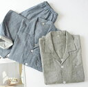 【GW応援15%off】パジャマ 長袖 長パンツ 春夏 ルームウェア 上下セット ナイトウェア カップル 綿 メンズ 無地 ドット リネン パジャマ 前開き 2...