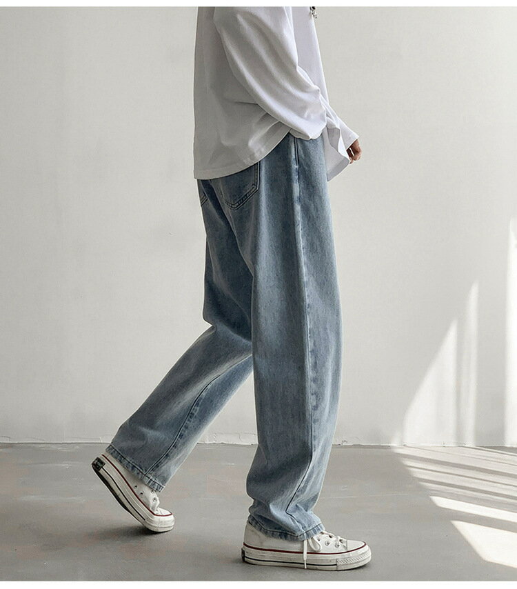 【マラソン12%OFF】ストレートパンツ メンズ デニム 夏 ゆったり ストレート おしゃれ Gパン ストレートジーンズ リラックス ジーパン ロング丈 ロングパンツ カジュアル メンズ ボトムス ワイドデニム 無地 長ズボン 大きいサイズ 春 夏 メンズファッション プレゼント