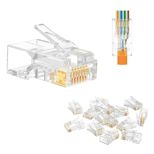 VCE 貫通式 RJ45 コネクタ LANコネクタ CAT5E CAT5 配線簡単 爪折れにくい 50個セット VCE 貫通式 RJ45 コネクタ LANコネクタ CAT5E CAT5 配線簡単 爪折れにくい 50個セット