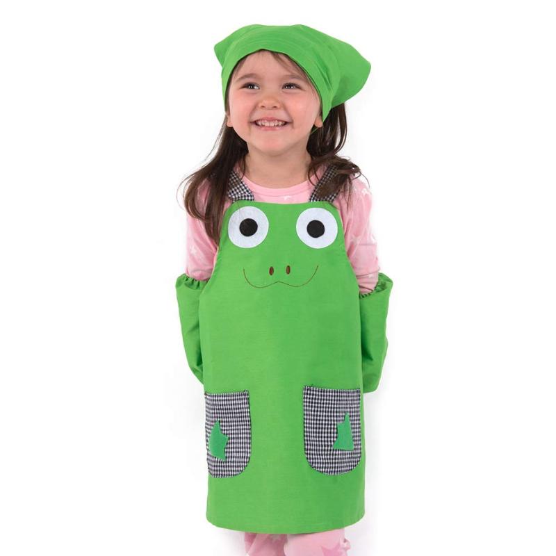 [Florica] エプロン 子供 三角巾 アームカバー 付き 3点セツト キッズエプロン 着長2段調節可 女の子 ..